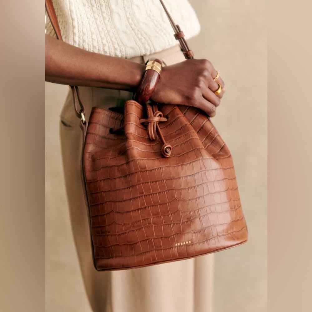Sezane Farrow Bag Camel Croco